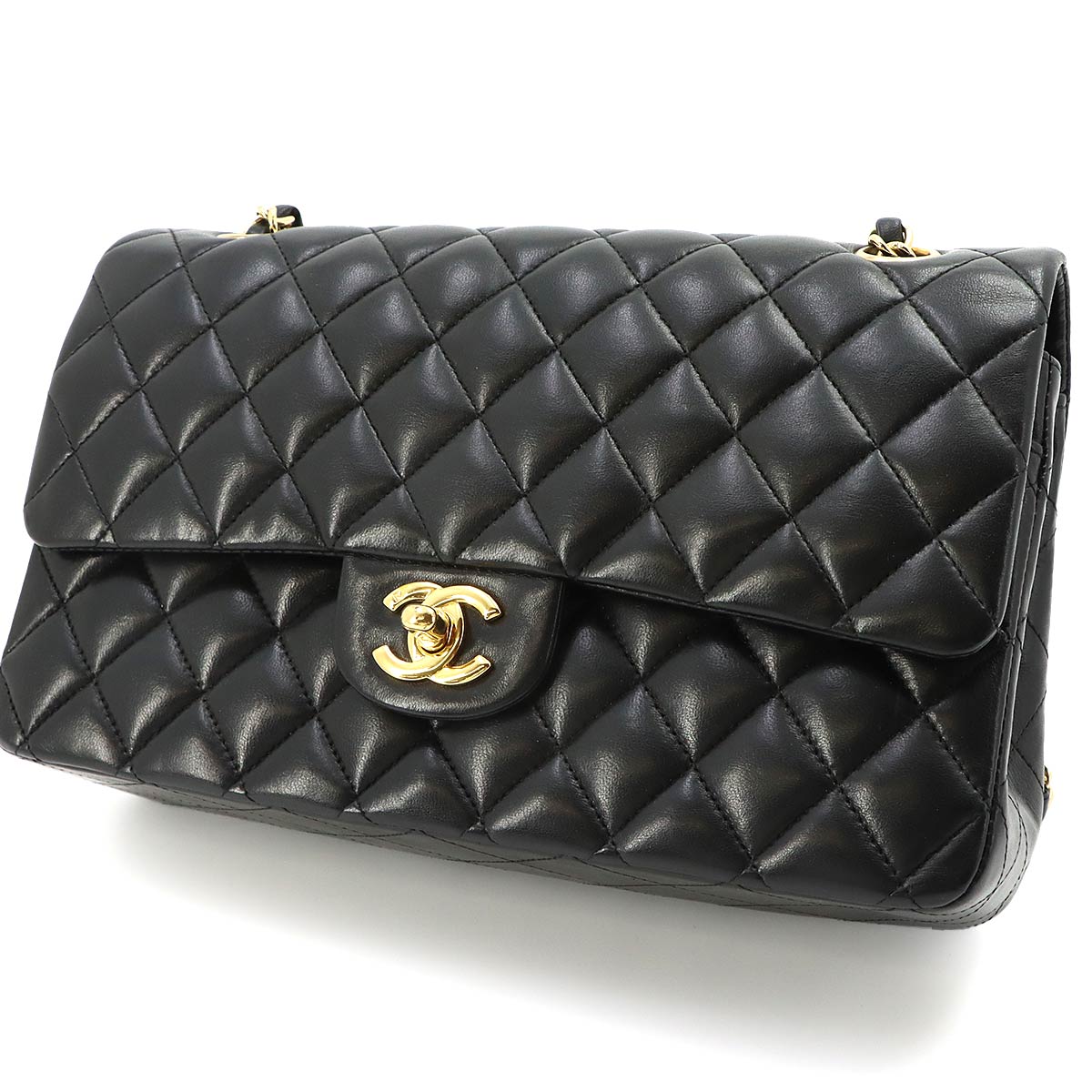 Matelasse 25 Chain Shoulder Bag Leather Black A01112