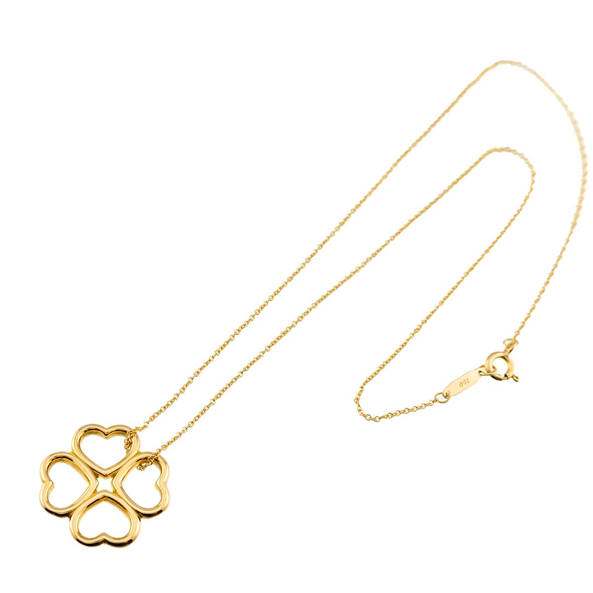 Heart Clover Necklace 18K Yellow Gold 750