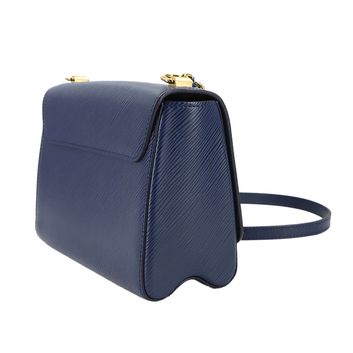 Epi Twist MM Chain Shoulder Bag Leather Navy Purse