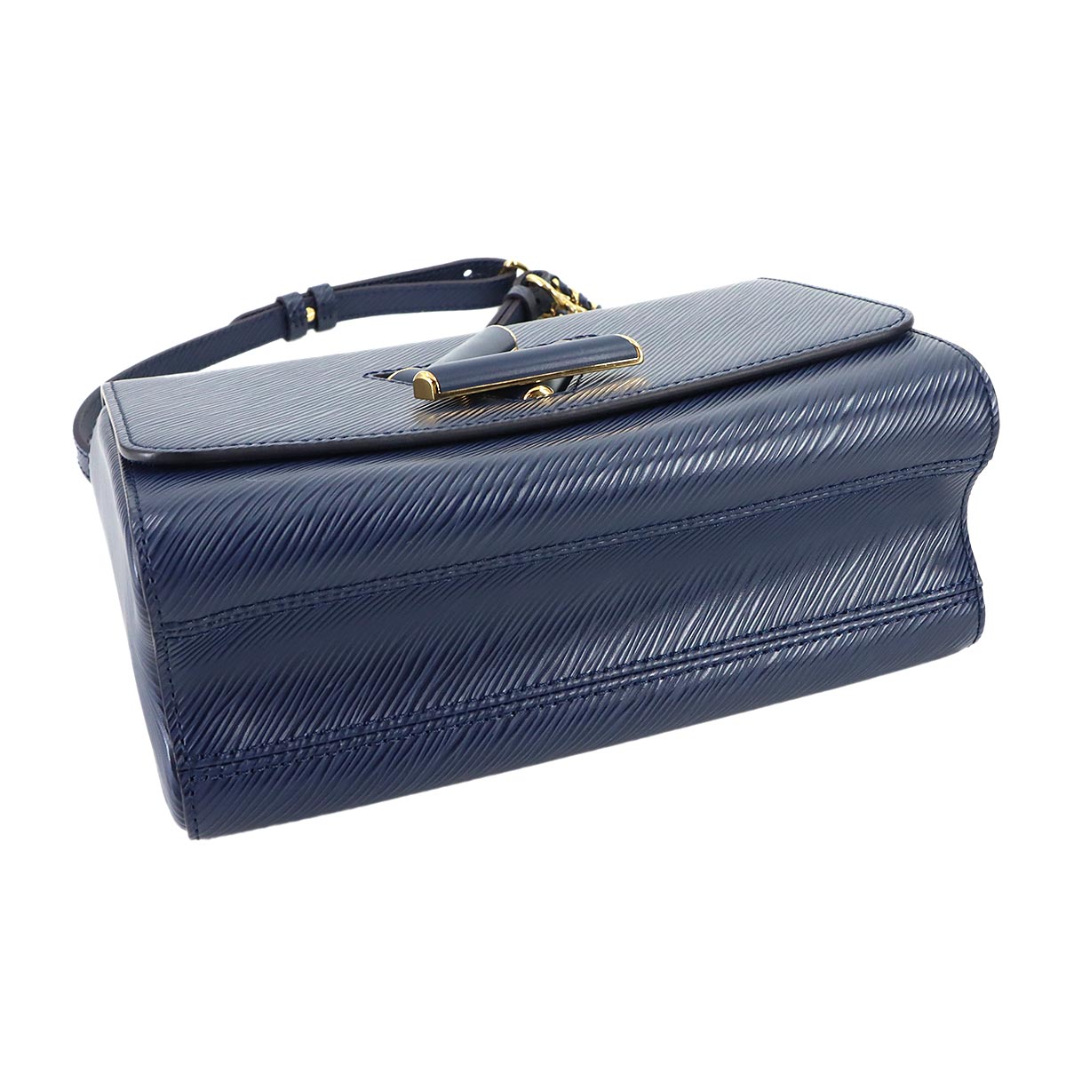 Epi Twist MM Chain Shoulder Bag Leather Navy Purse