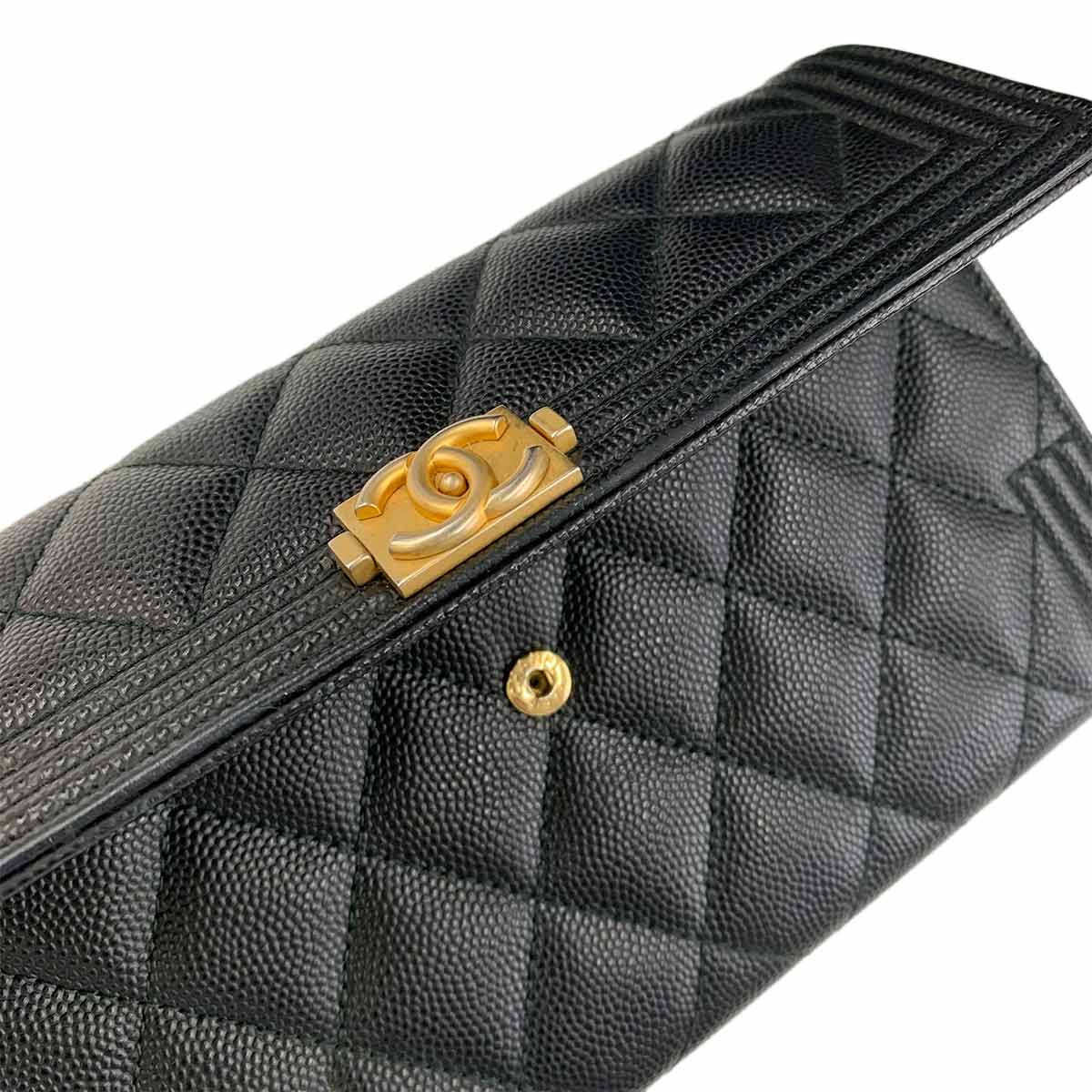 Boy chanel Matelasse Long Wallet Leather Black A80286