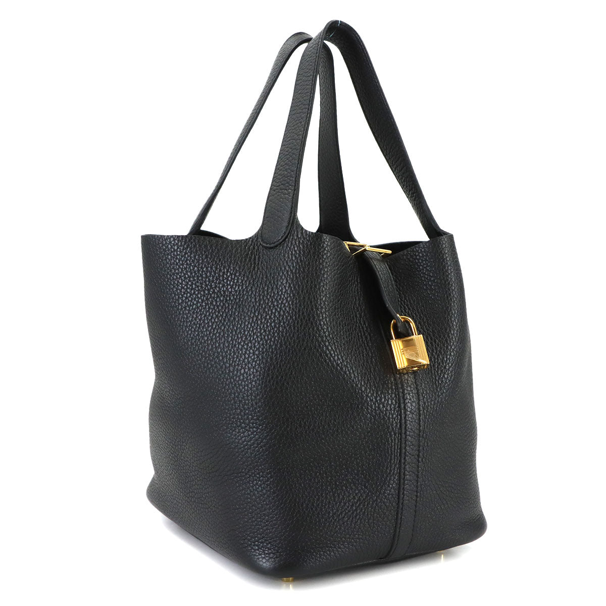 Picotin Lock MM Hand Bag Taurillon Clemence Black Purse