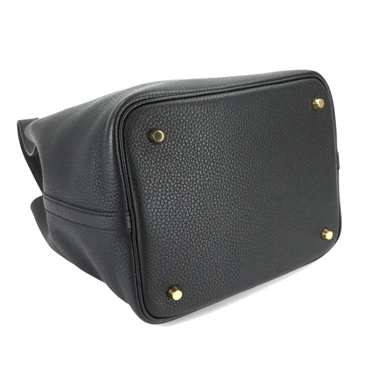 Picotin Lock MM Hand Bag Taurillon Clemence Black Purse