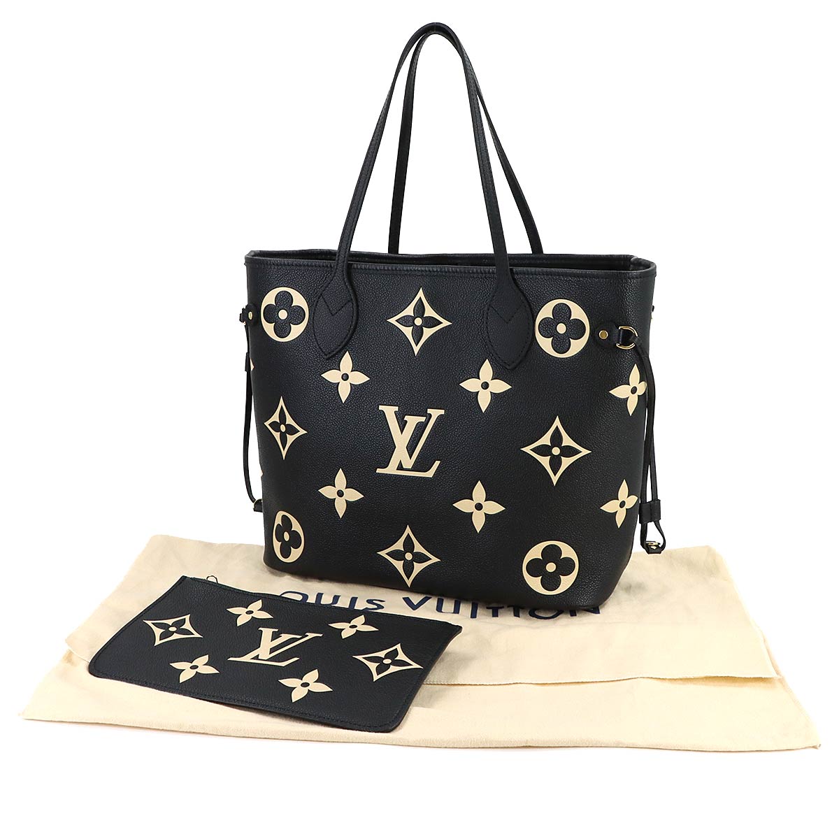 Monogram Empreinte Neverfull MM Tote Bag Black Beige