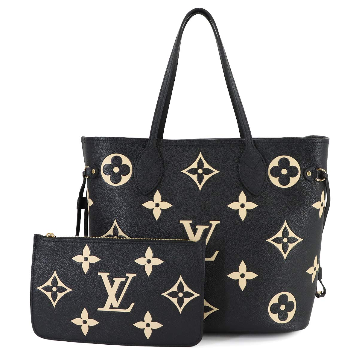 Monogram Empreinte Neverfull MM Tote Bag Black Beige