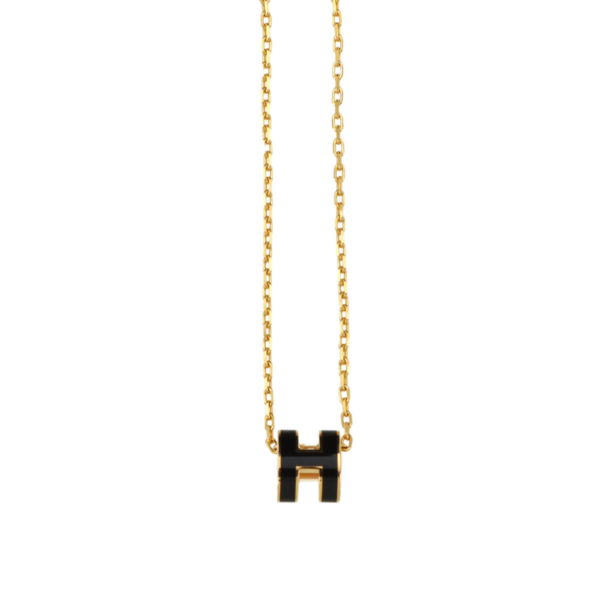 Mini Pop H Chain Necklace Black Gold Accessory
