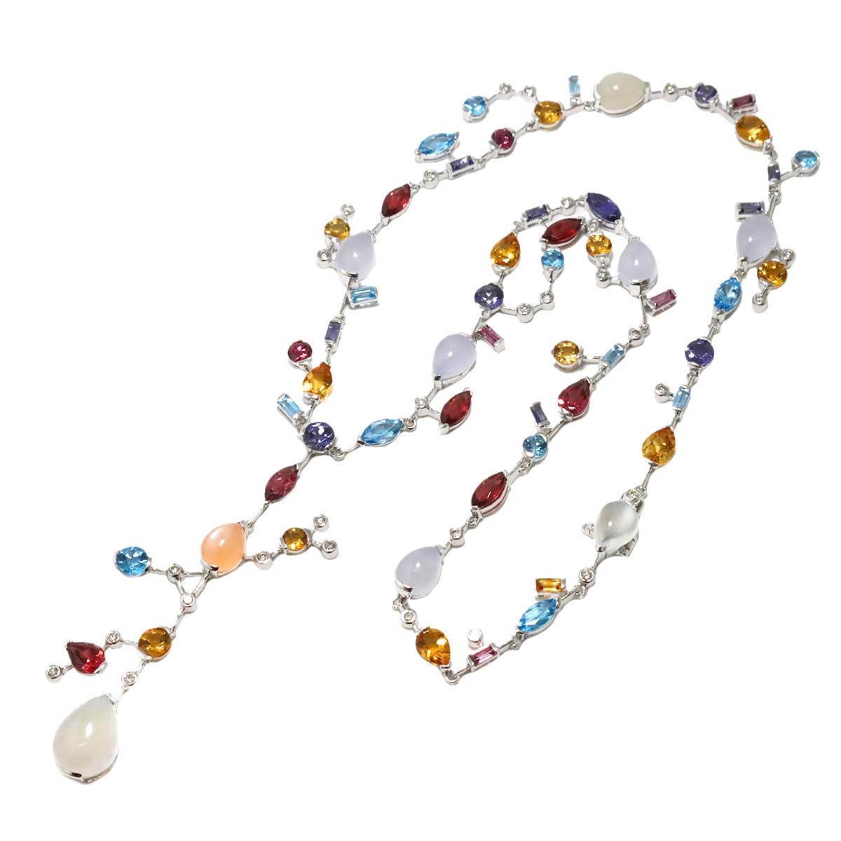 Diamond 0.65ct Multi Stone Necklace 18K WG White Gold 750