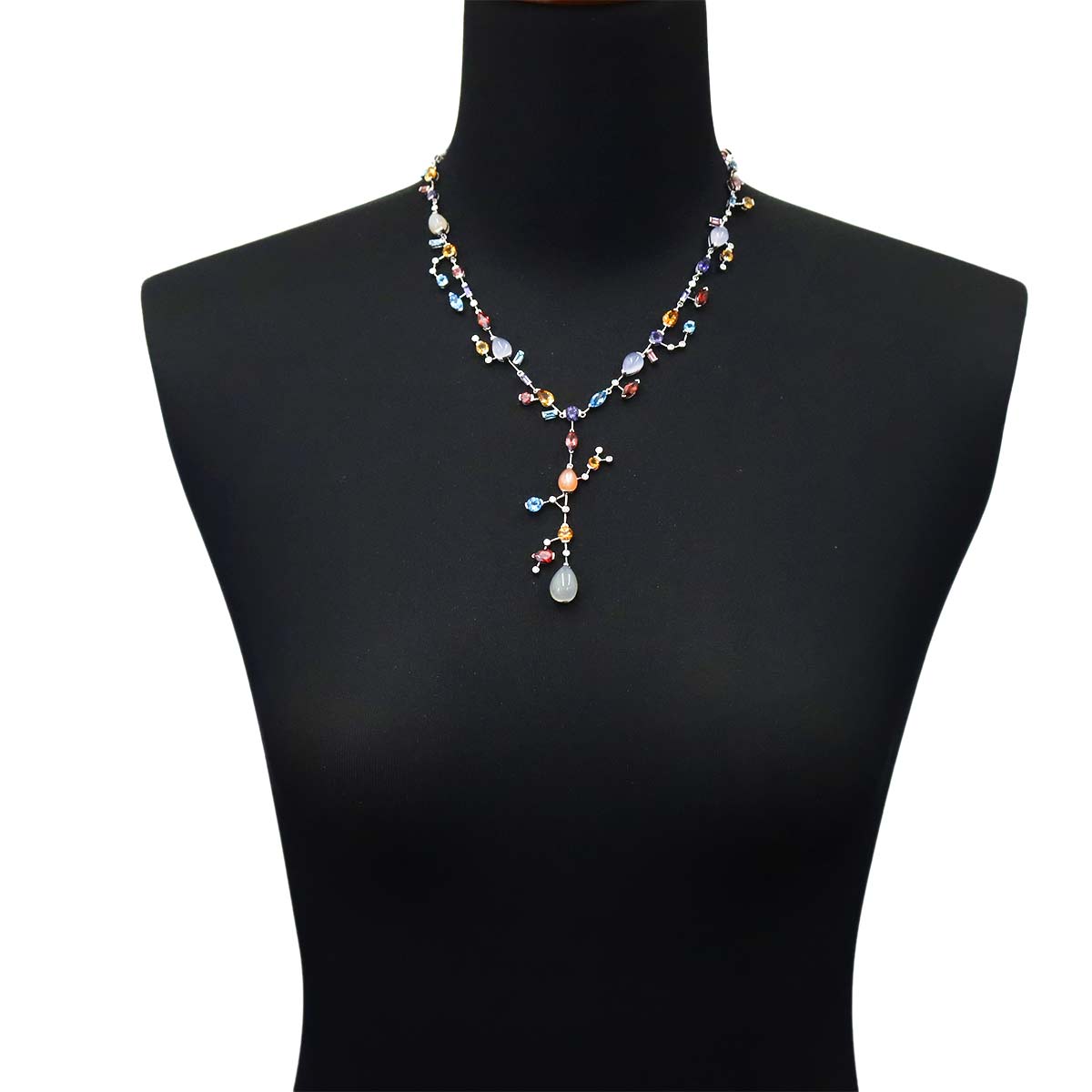 Diamond 0.65ct Multi Stone Necklace 18K WG White Gold 750