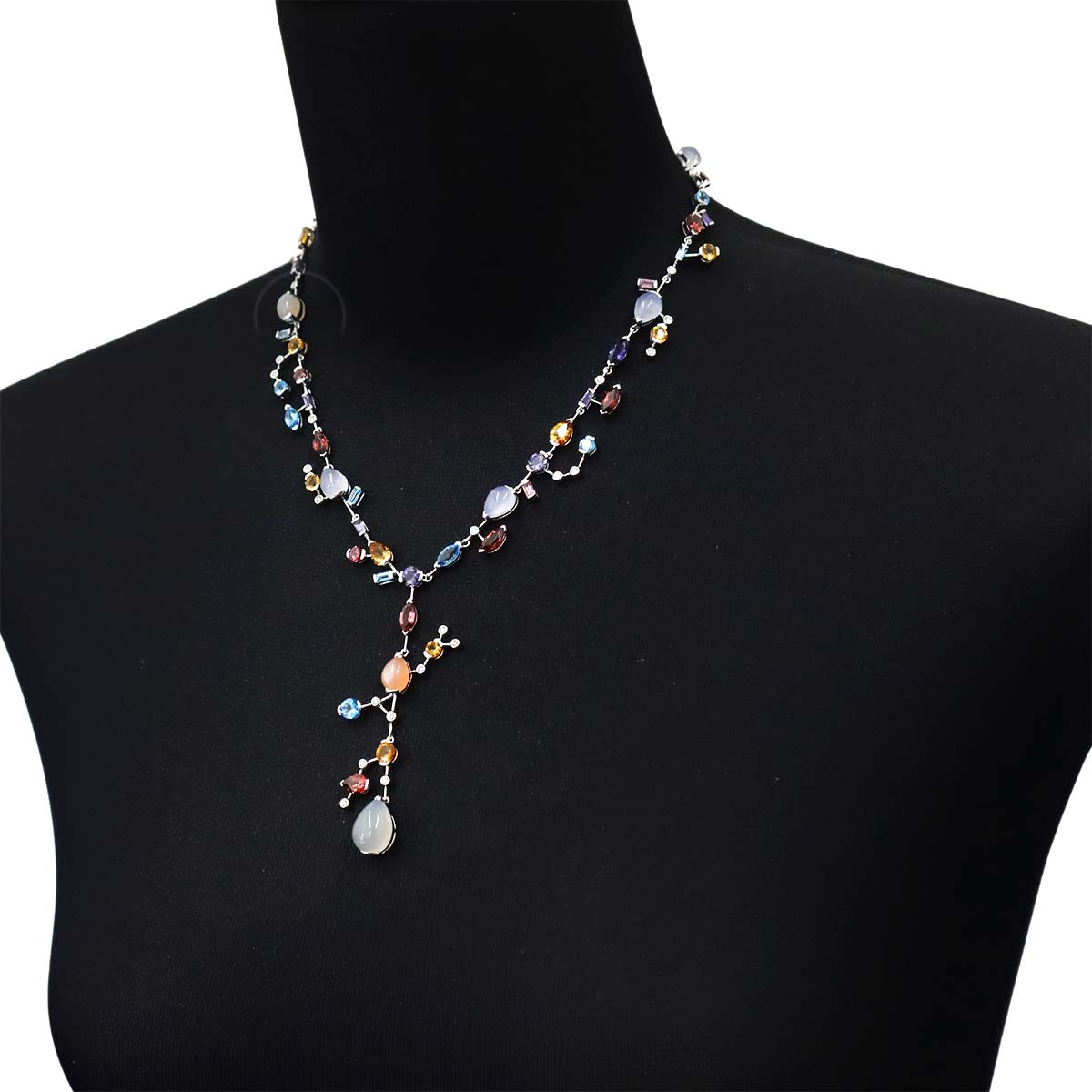 Diamond 0.65ct Multi Stone Necklace 18K WG White Gold 750