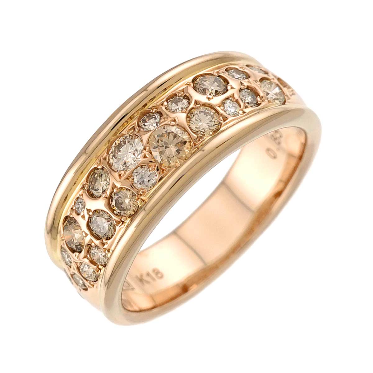 Diamond 0.85ct Ring 18K Pink Gold 750 size7.5(US)