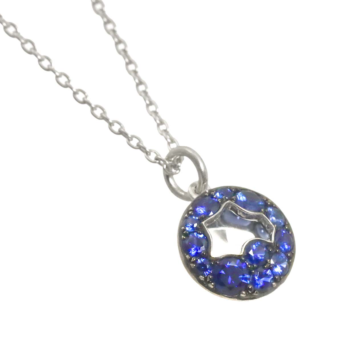 Sapphire Necklace 18K WG White Gold 750