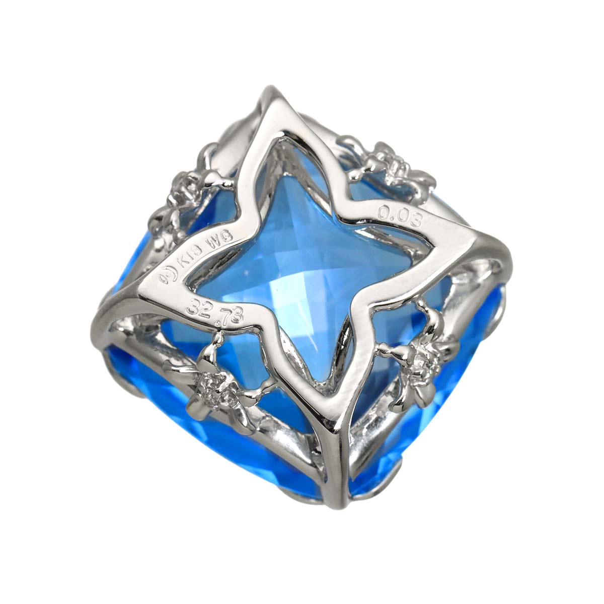 Topaz 32.73ct Diamond 0.03ct Pendant Top 18K White Gold 750