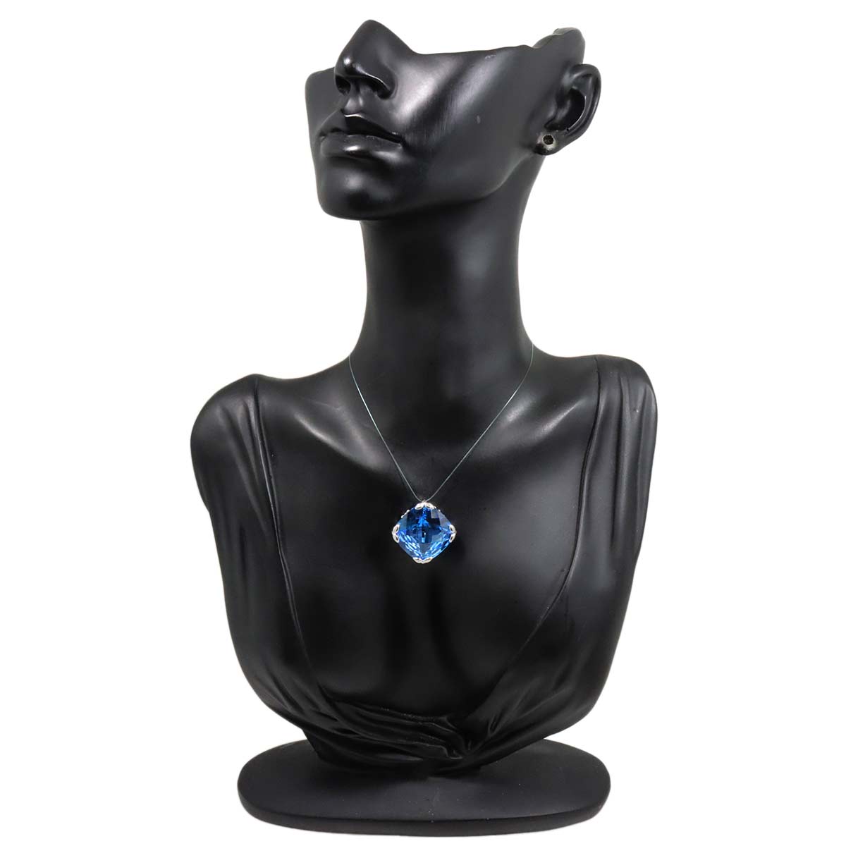 Topaz 32.73ct Diamond 0.03ct Pendant Top 18K White Gold 750