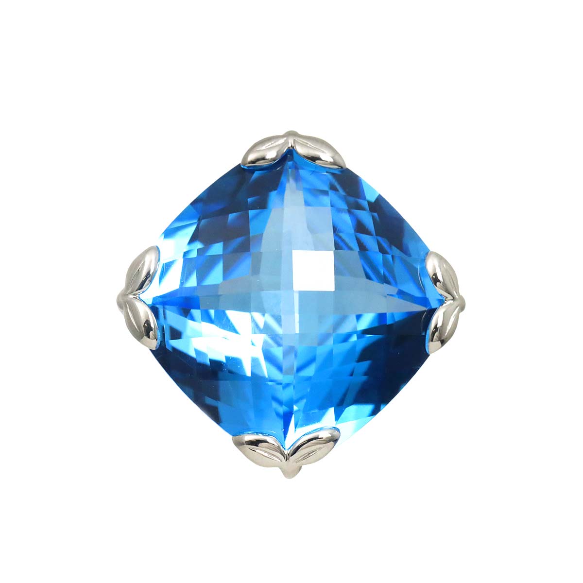 Topaz 32.73ct Diamond 0.03ct Pendant Top 18K White Gold 750