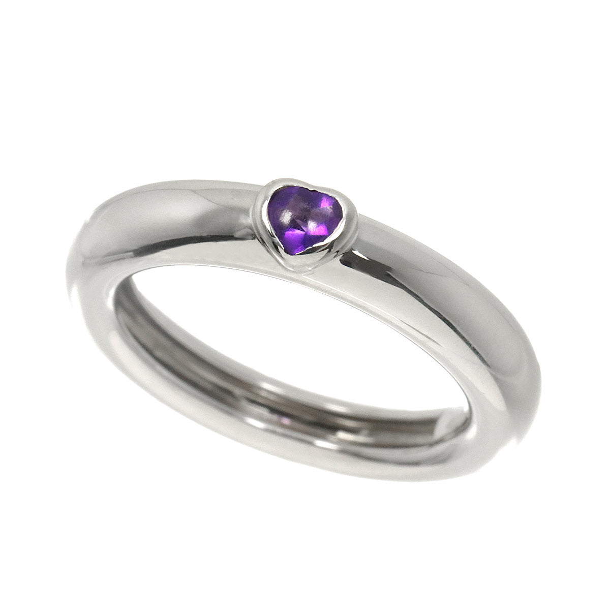 Friendship Amethyst Ring 18K White Gold 750 size6.75(US)