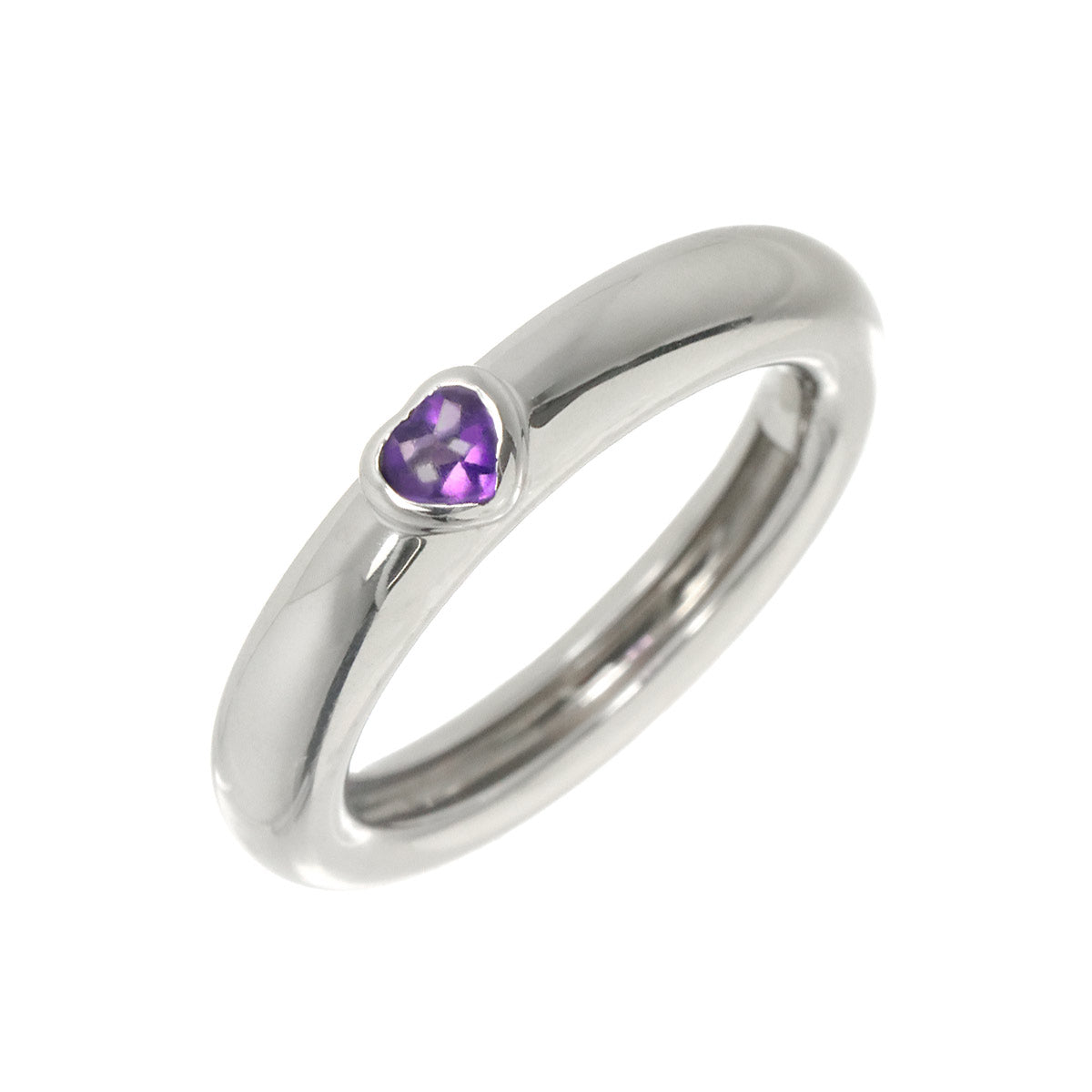 Friendship Amethyst Ring 18K White Gold 750 size6.75(US)
