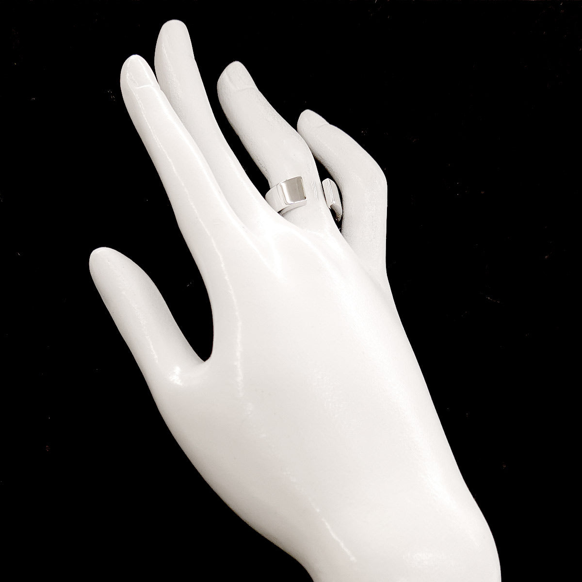 C Signature Ring 18K White Gold 750 Size6(US)