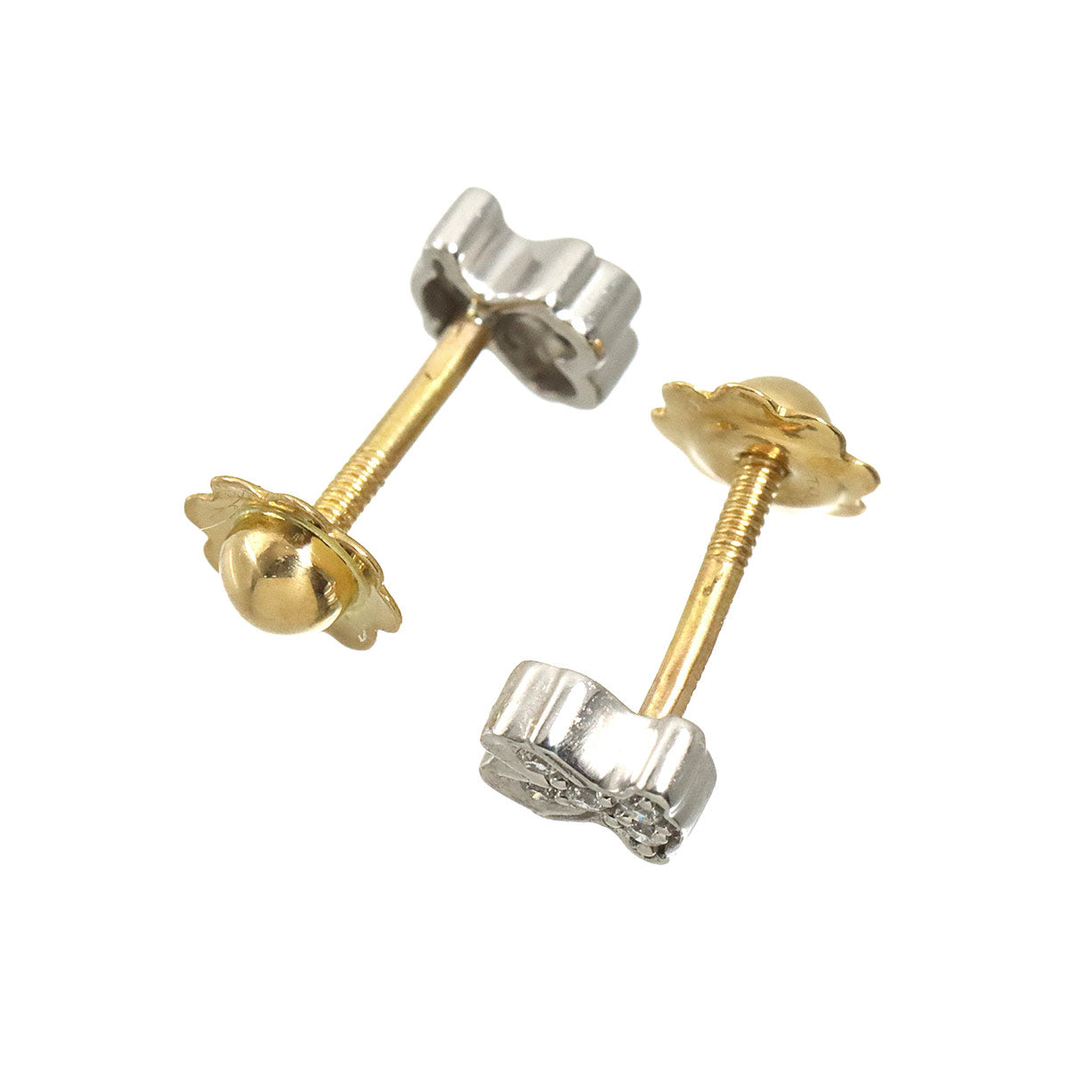 Diamond Earrings Pierced 18K YG WG 750