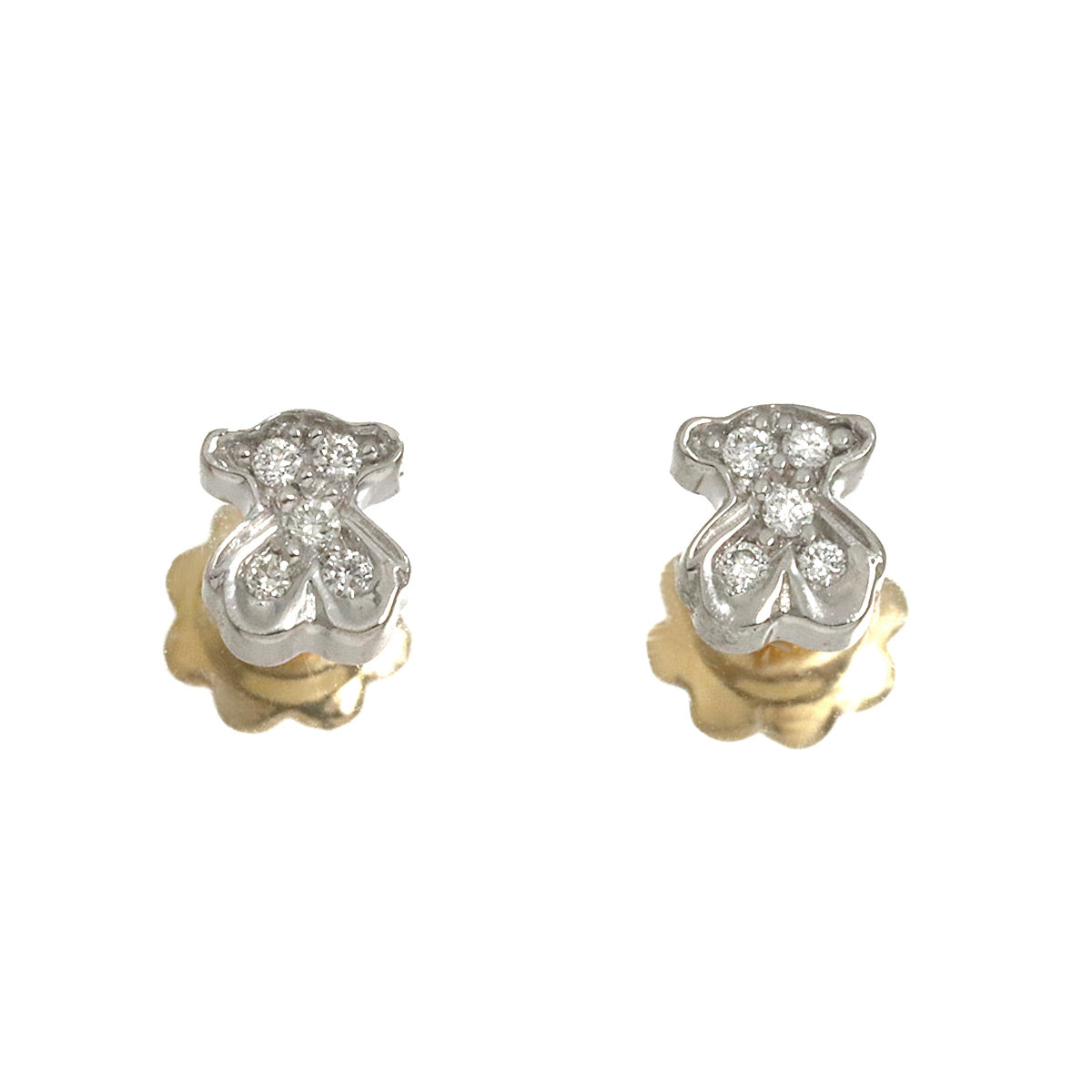 Diamond Earrings Pierced 18K YG WG 750