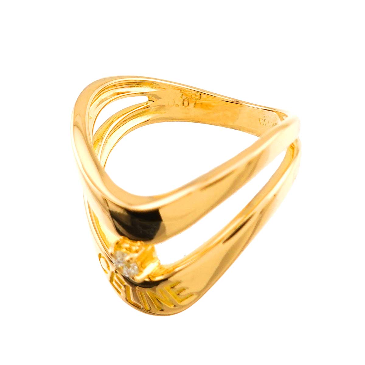 Diamond 0.07ct Ring 18K YG 750 Size6(US)