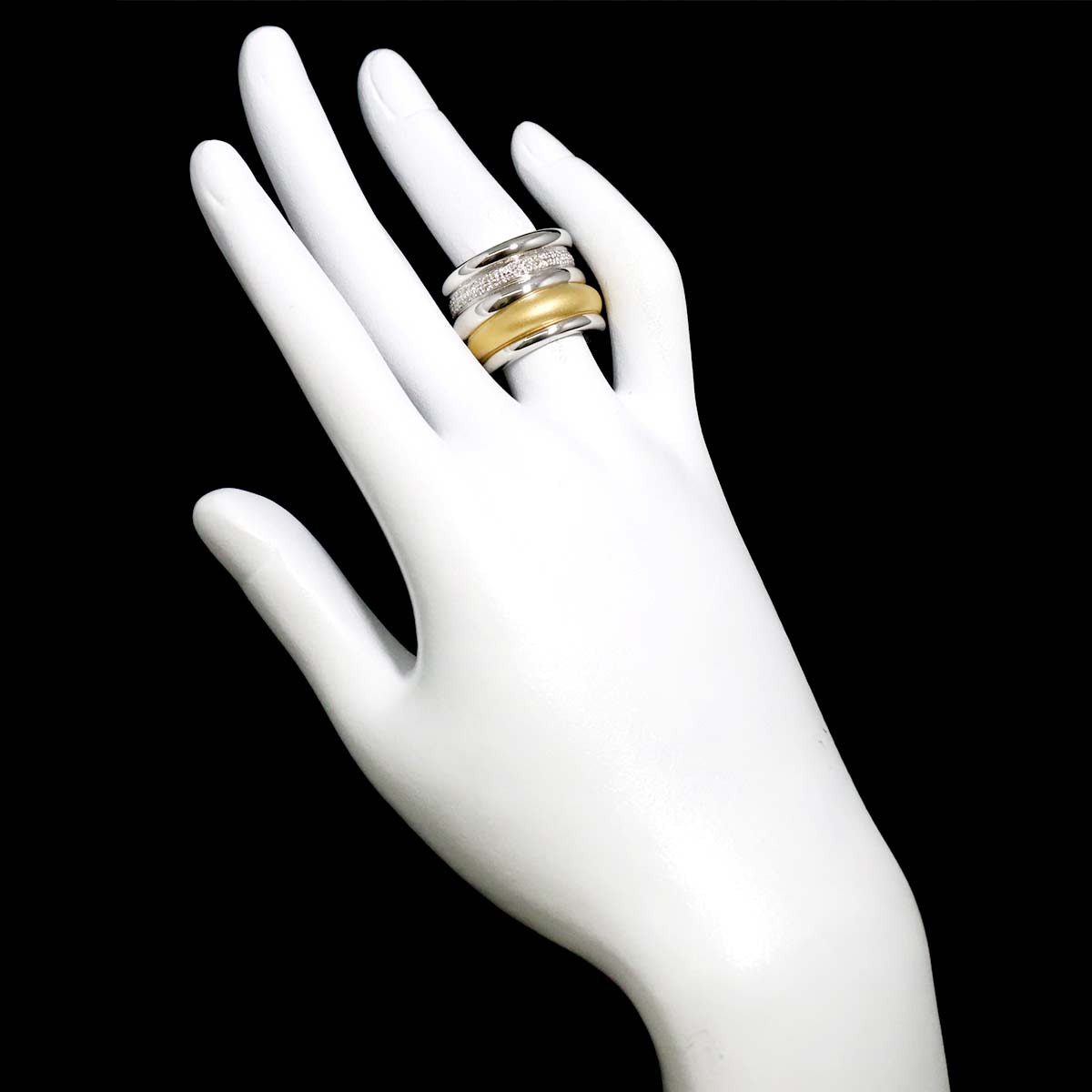 Tubolare Diamond Ring 18K White Yellow Gold 750 Size5.25(US)