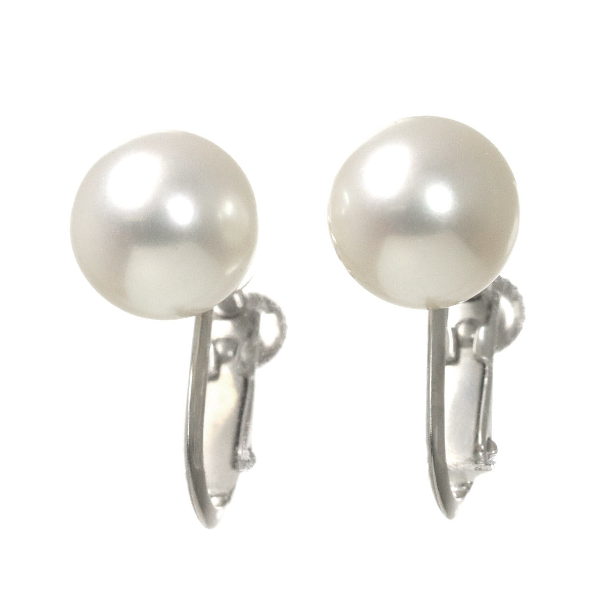 Akoya Pearl 8.3mm Earrings Clip on 18K WG White Gold 750