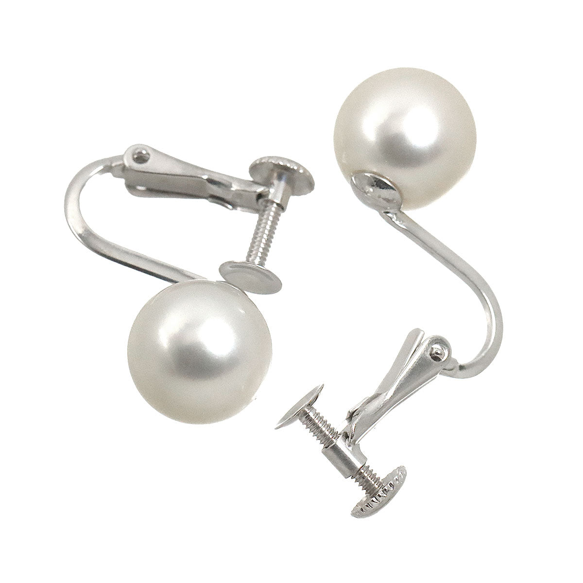 Akoya Pearl 8.3mm Earrings Clip on 18K WG White Gold 750