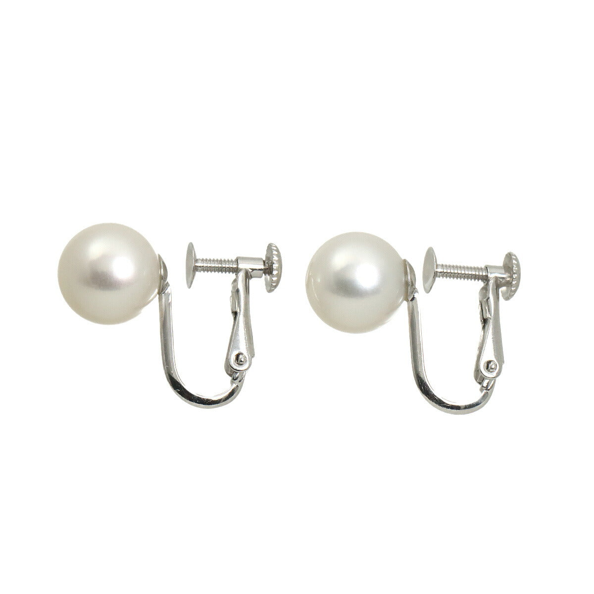 Akoya Pearl 8.3mm Earrings Clip on 18K WG White Gold 750