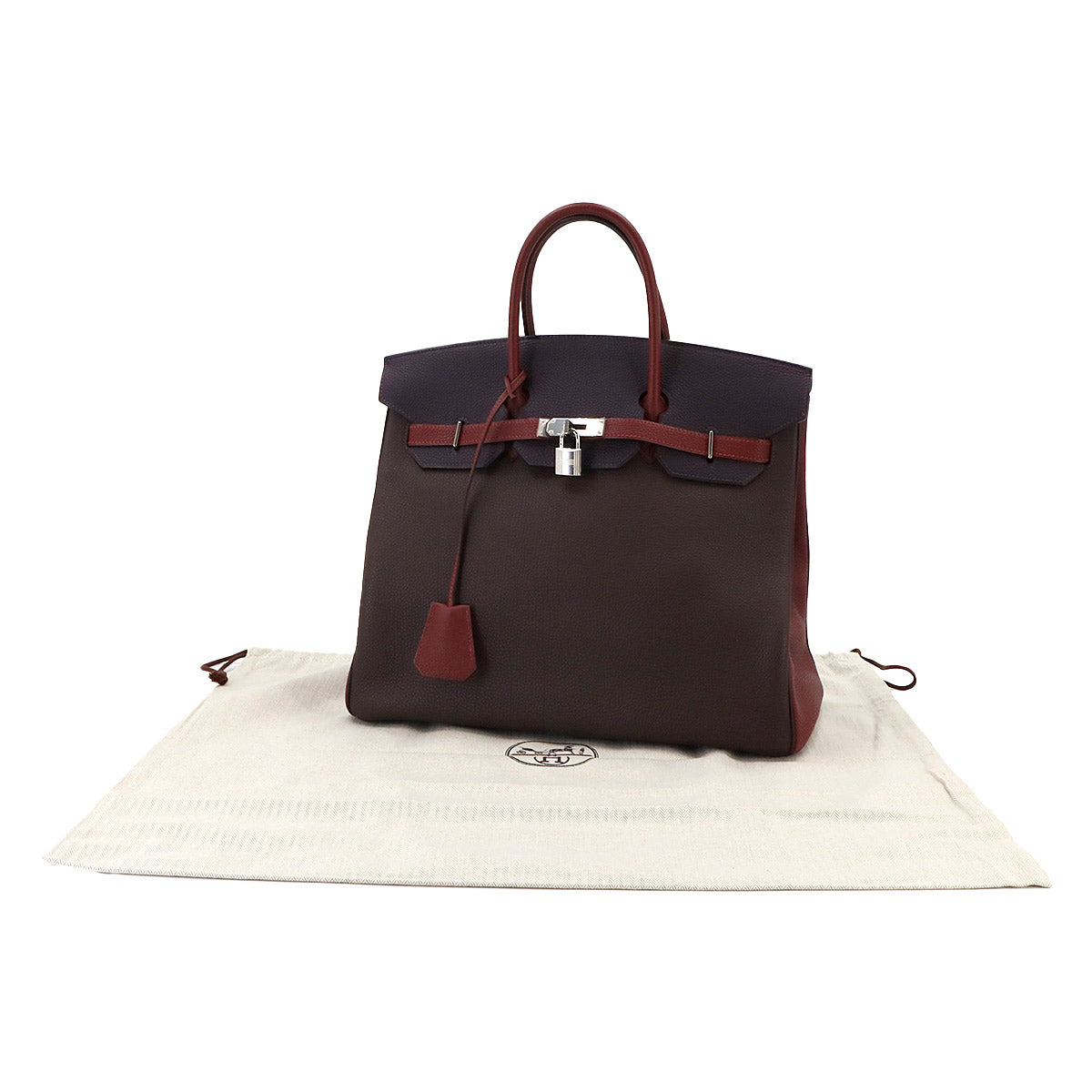 Haut a Courroies 36 Togo Raisin Chocolat Rouge H Hand Bag