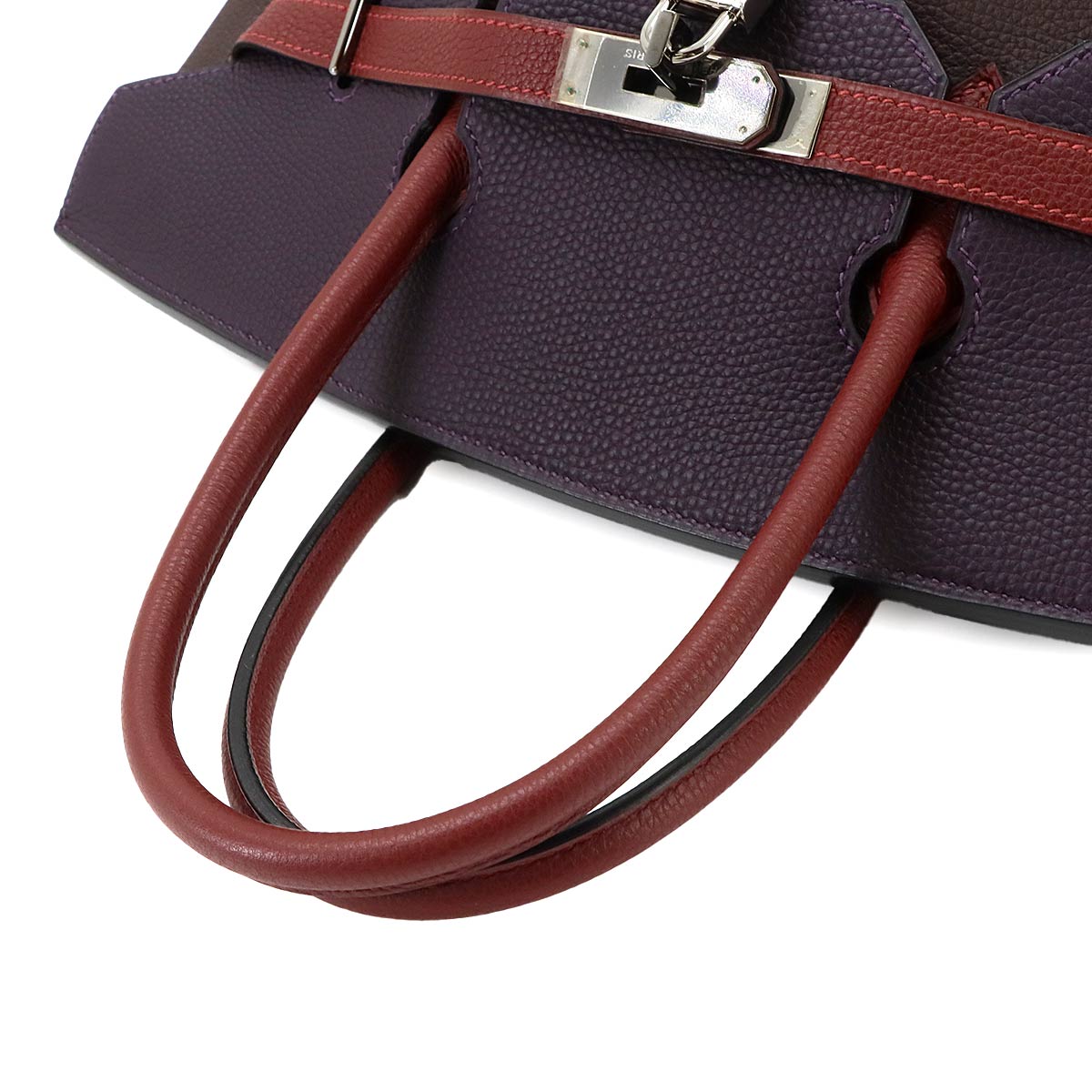 Haut a Courroies 36 Togo Raisin Chocolat Rouge H Hand Bag