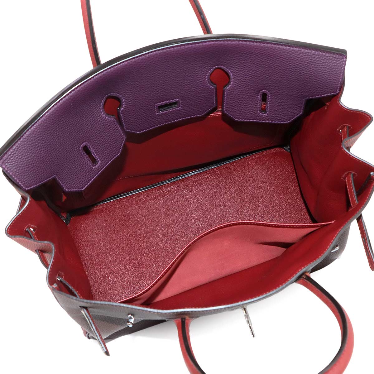 Haut a Courroies 36 Togo Raisin Chocolat Rouge H Hand Bag