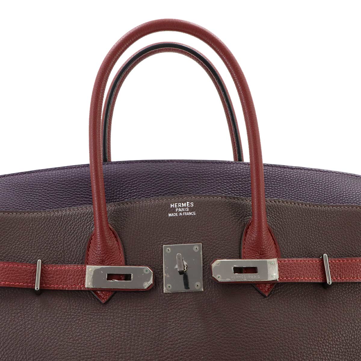 Haut a Courroies 36 Togo Raisin Chocolat Rouge H Hand Bag
