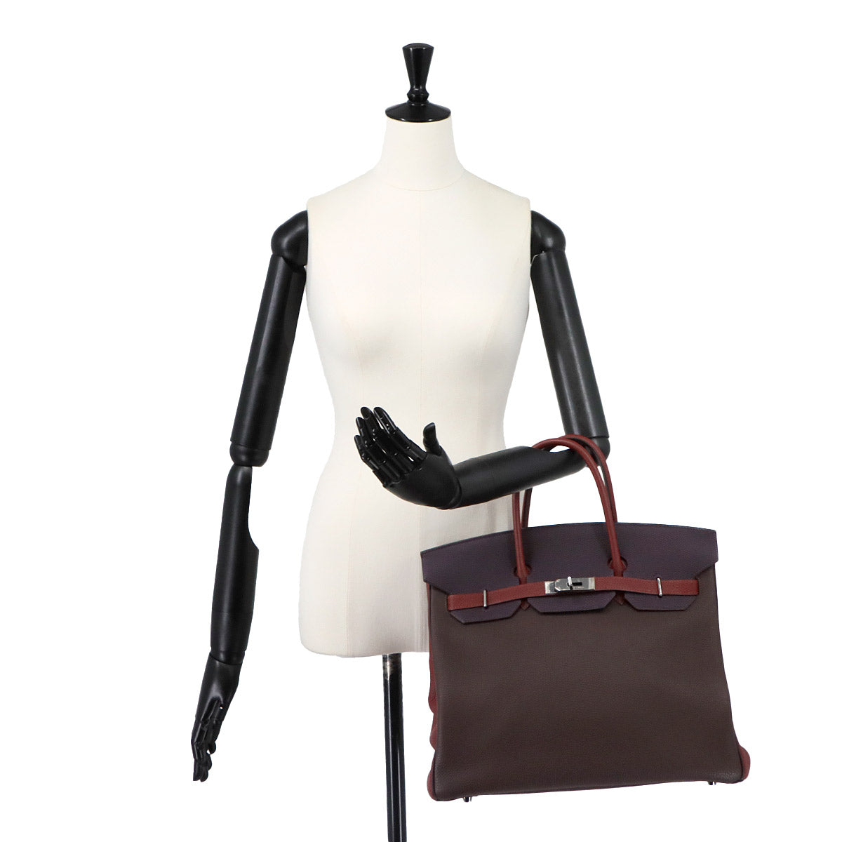 Haut a Courroies 36 Togo Raisin Chocolat Rouge H Hand Bag