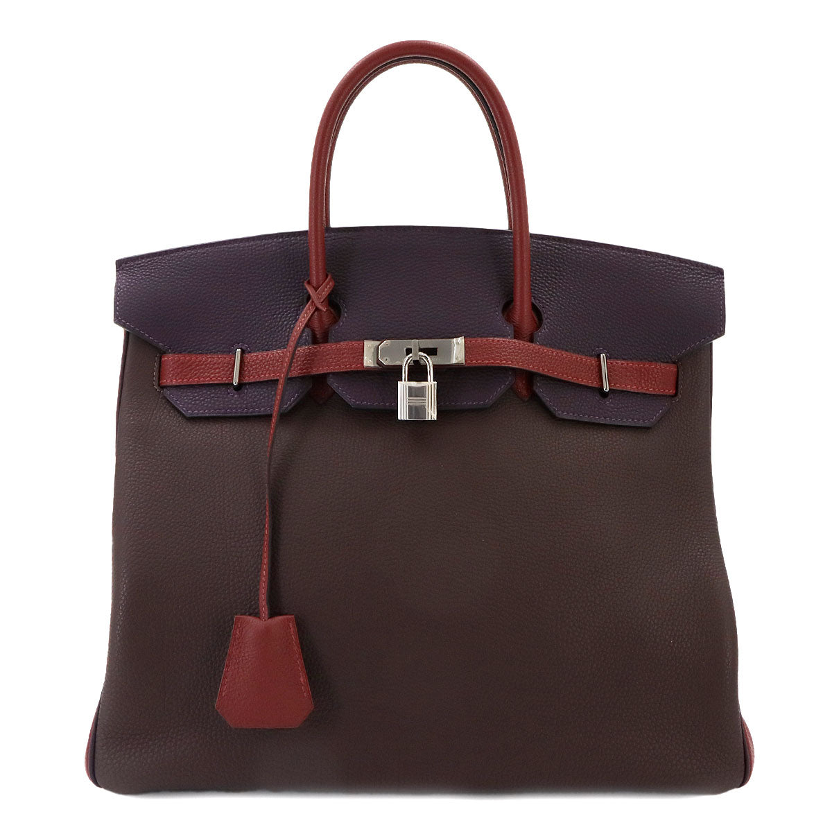 Haut a Courroies 36 Togo Raisin Chocolat Rouge H Hand Bag