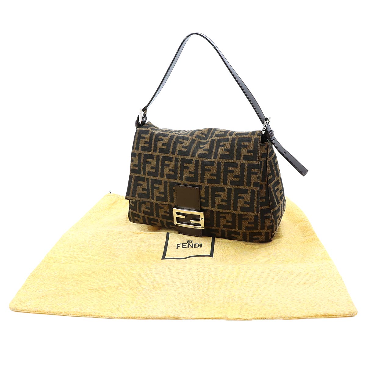 Zucca Mamma Baguette Shoulder Bag Canvas Leather Brown 26325