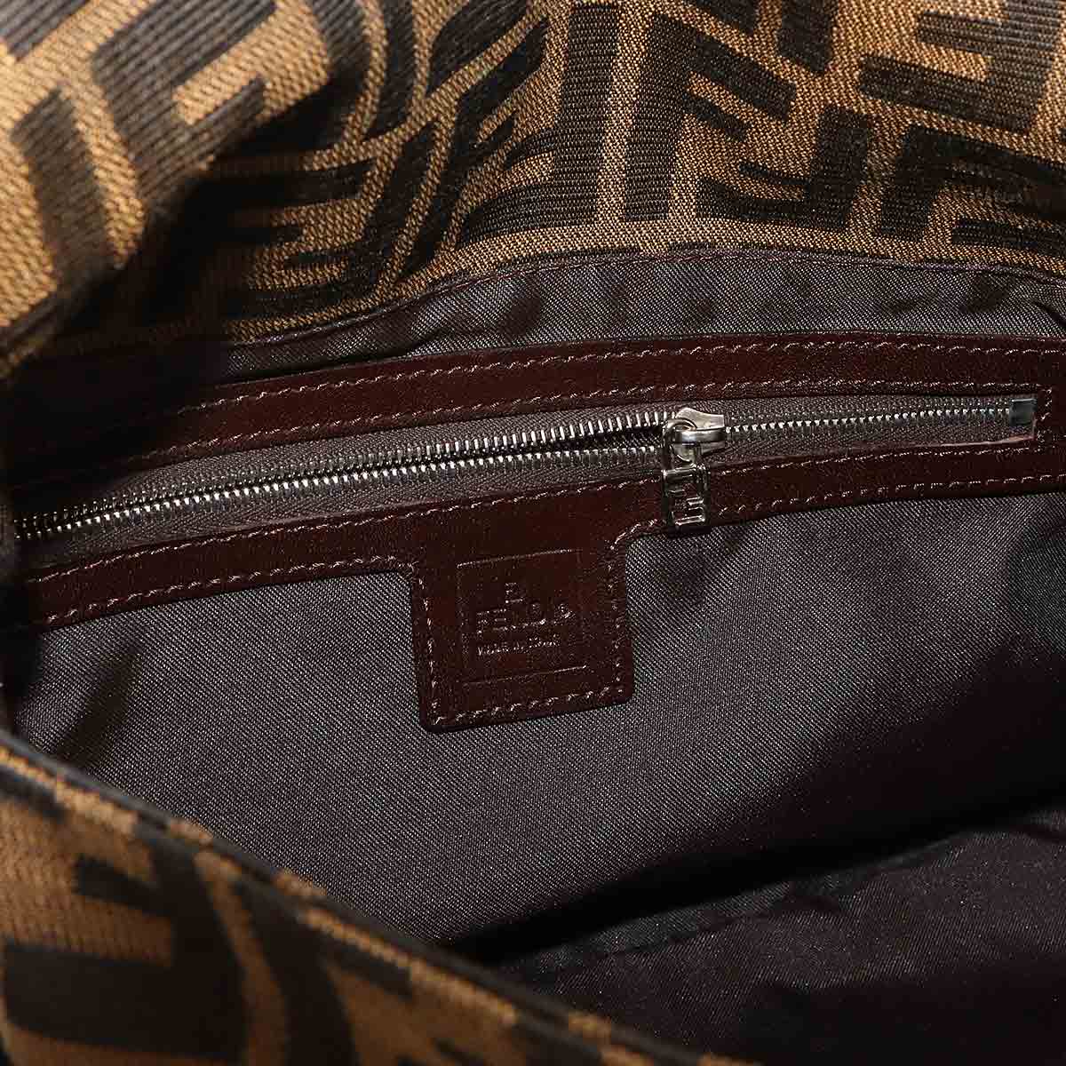 Zucca Mamma Baguette Shoulder Bag Canvas Leather Brown 26325