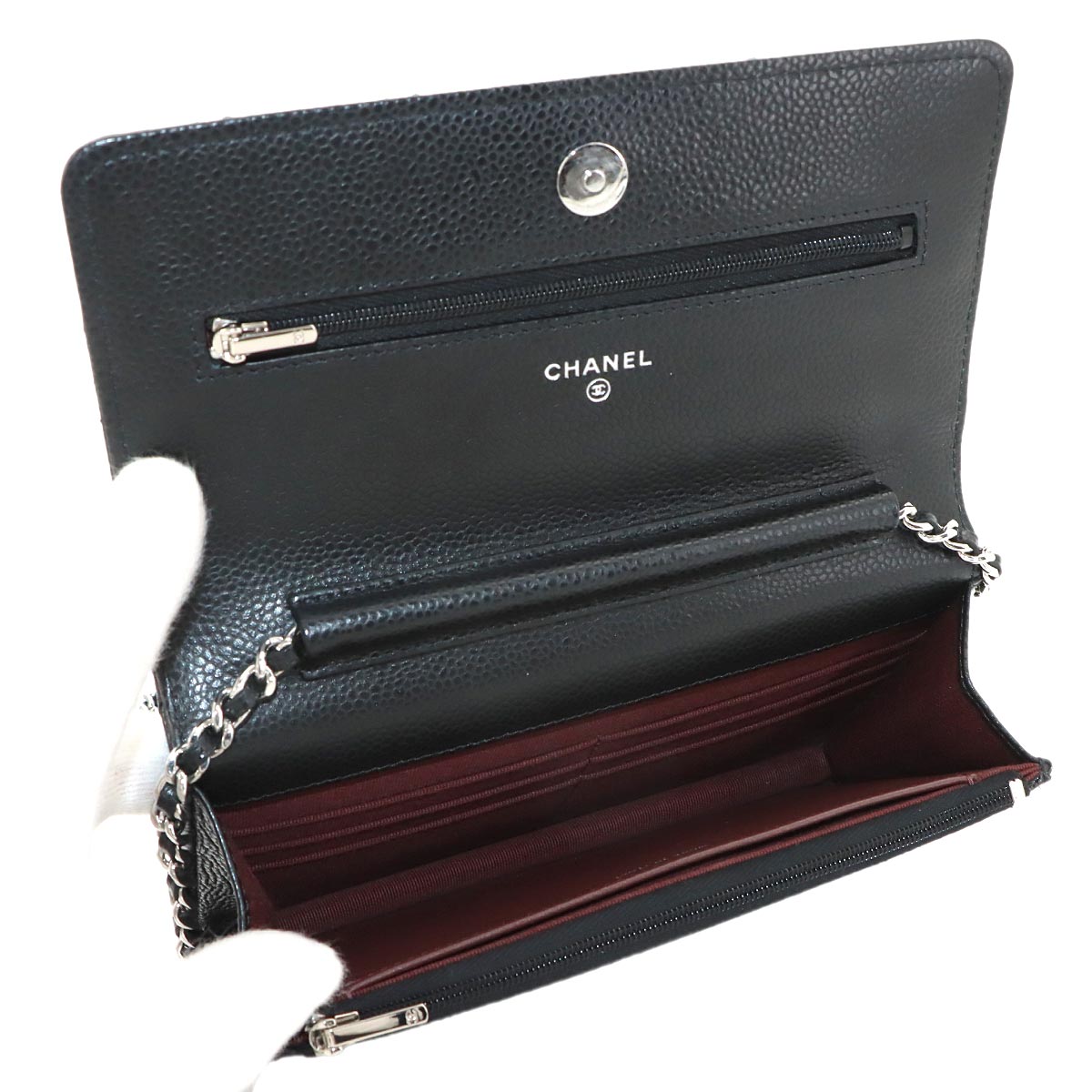 Matelasse Classic Chain Wallet Leather Black AP0250