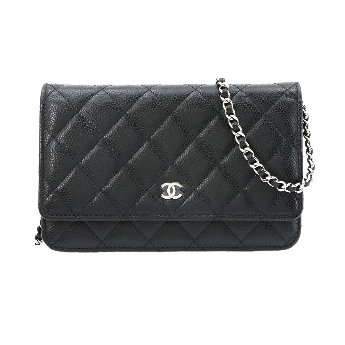 Matelasse Classic Chain Wallet Leather Black AP0250