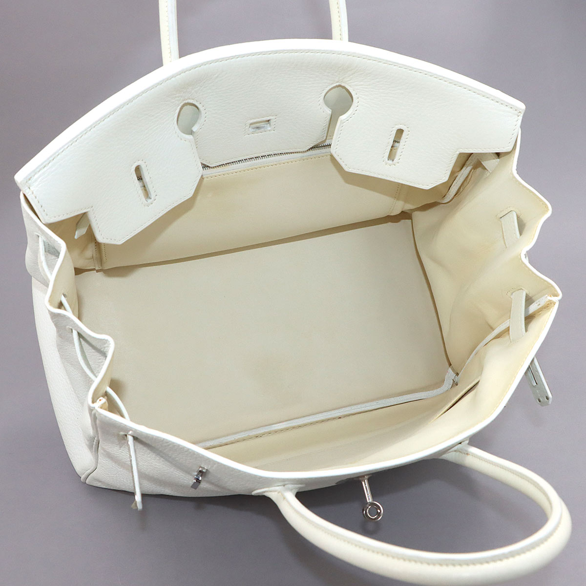 Birkin 35 Taurillon Clemence White Hand Bag Purse