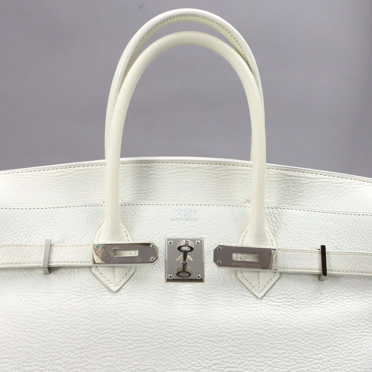 Birkin 35 Taurillon Clemence White Hand Bag Purse