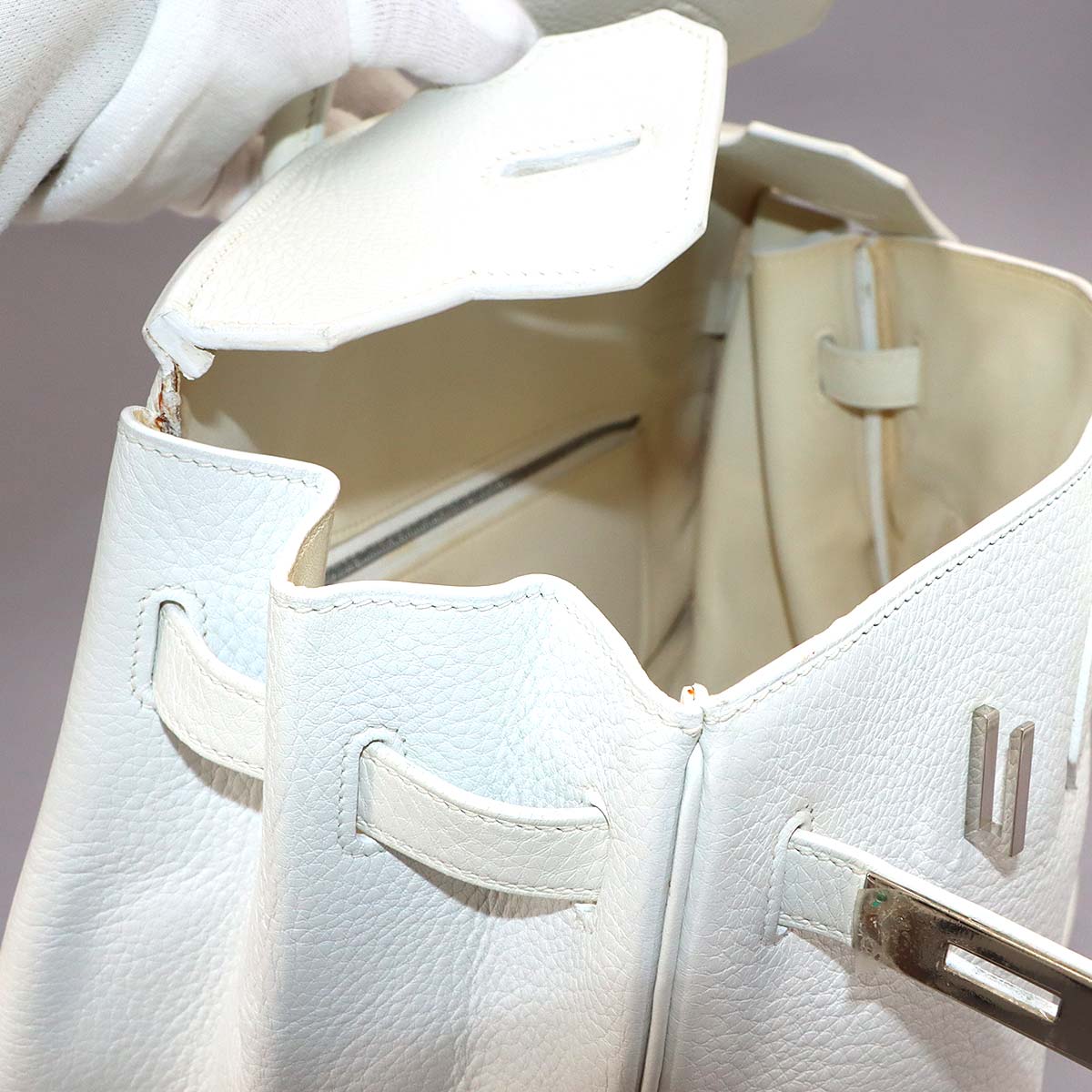 Birkin 35 Taurillon Clemence White Hand Bag Purse