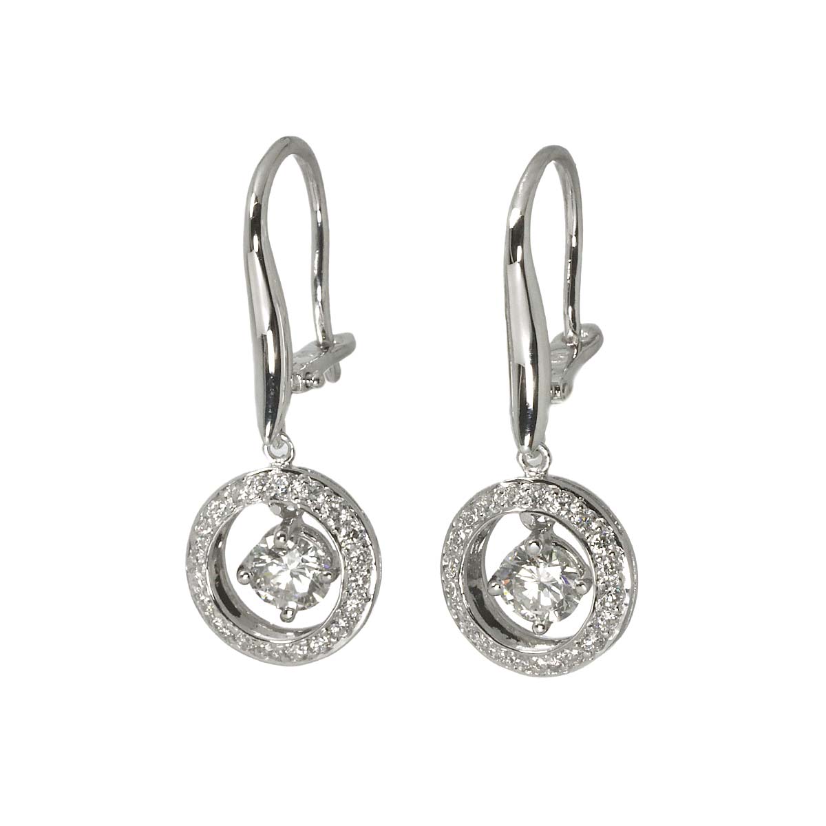 Diamond 0.34ct/0.34ct Earrings Pierced 18K K18 WG 750