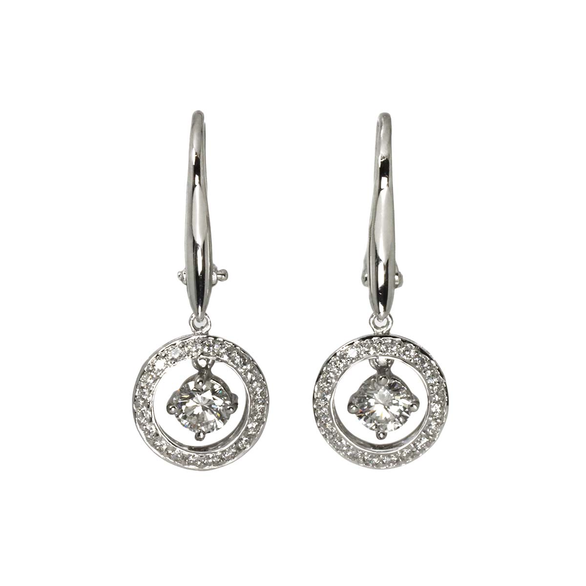Diamond 0.34ct/0.34ct Earrings Pierced 18K K18 WG 750