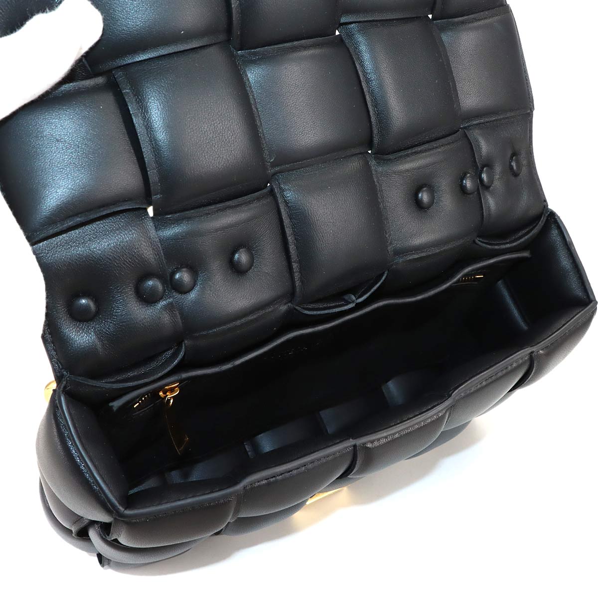Intrecciato Chain Cassette Hand Shoulder Bag Black