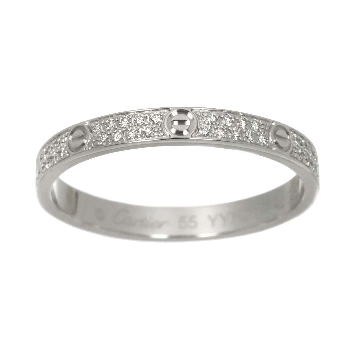 Love Mini Model Ring Pave Diamond 18K WG 750 size55 7.25(US)