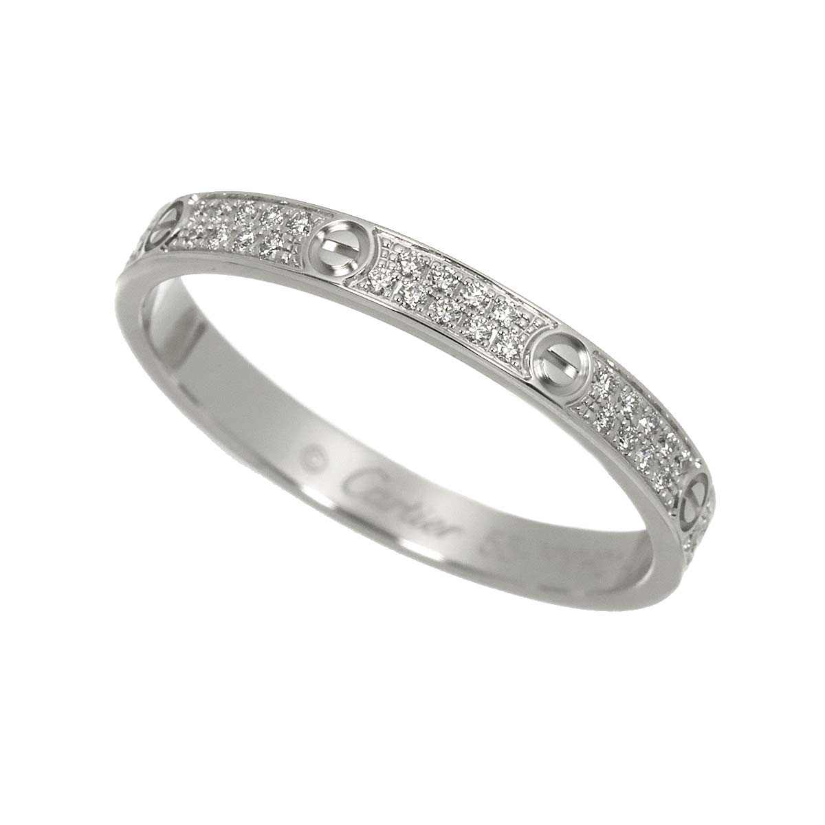 Love Mini Model Ring Pave Diamond 18K WG 750 size55 7.25(US)