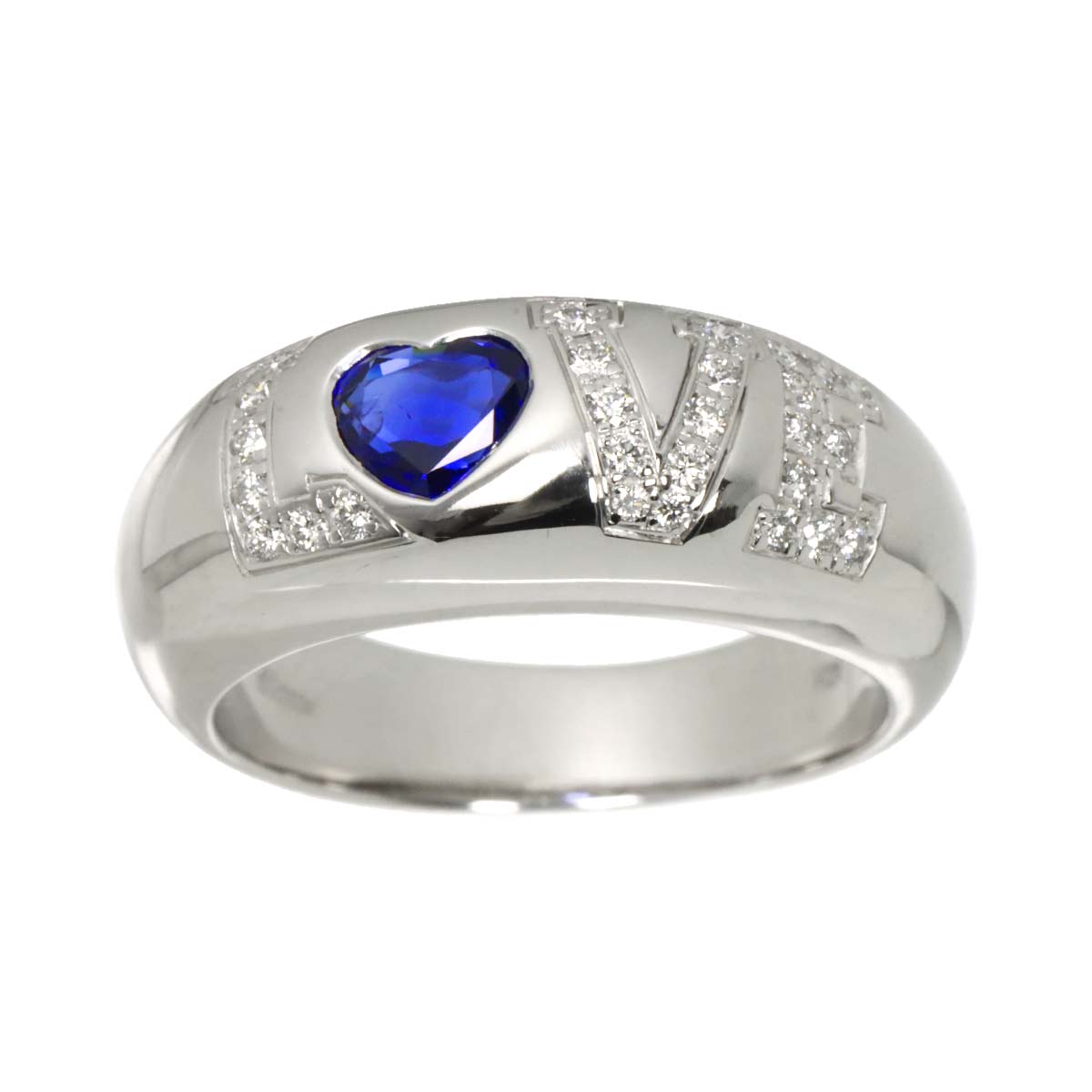 Love Sapphire Diamond Ring 18K WG 750 Size8.25(US)