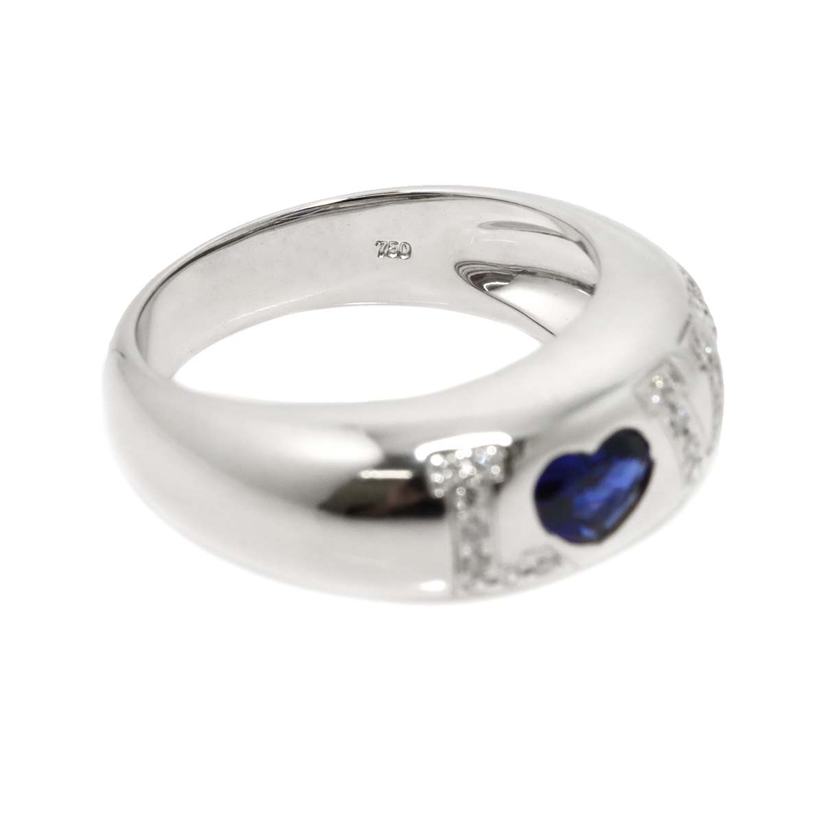 Love Sapphire Diamond Ring 18K WG 750 Size8.25(US)