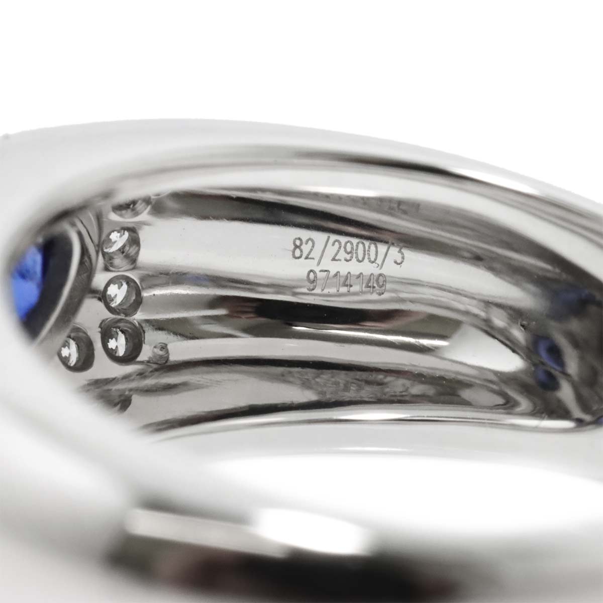 Love Sapphire Diamond Ring 18K WG 750 Size8.25(US)