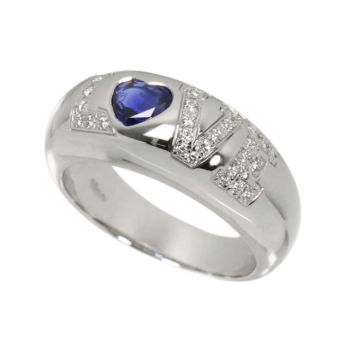 Love Sapphire Diamond Ring 18K WG 750 Size8.25(US)